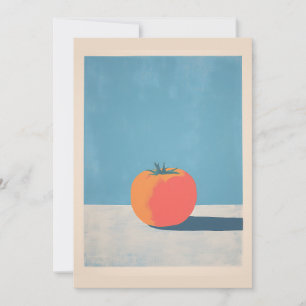 Fette Tomate auf blauer minimalistischer Kunst Karte