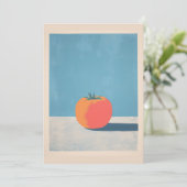 Fette Tomate auf blauer minimalistischer Kunst Karte (Stehend Vorderseite)