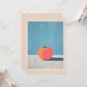 Fette Tomate auf blauer minimalistischer Kunst Karte (Vorderseite/Rückseite Beispiel)