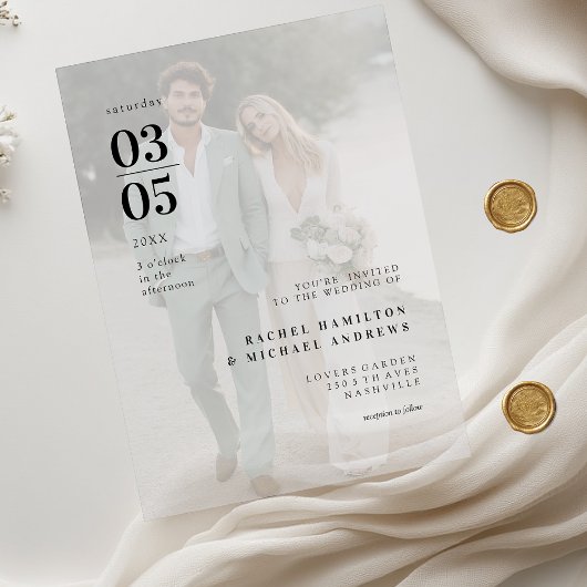 Fette Trendfoto-Hochzeit Acryleinladungen