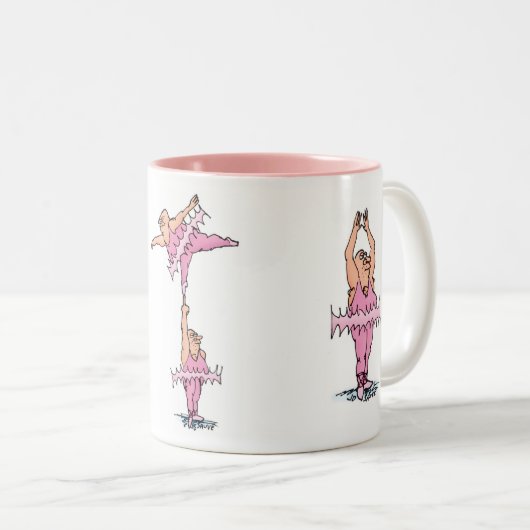 Fette Typ in rosa Tutus Ballett-Tasse Zweifarbige Tasse (VorderseiteRechts)