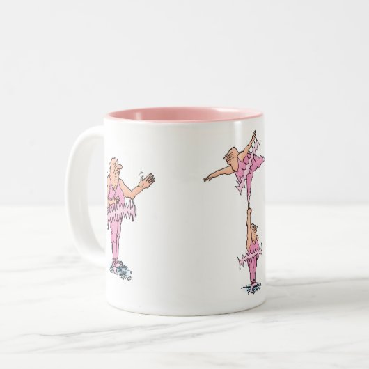 Fette Typ in rosa Tutus Ballett-Tasse Zweifarbige Tasse (Vorderseite Links)