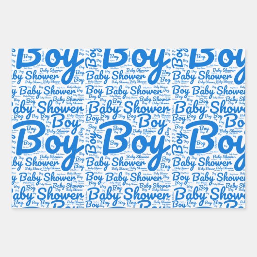 Fette Typografie Boy Script Baby Shoouse Geschenkpapier Set (Vorderseite)