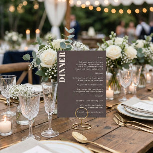 Fette Typografie Braune einfache Hochzeitsdinner Menükarte