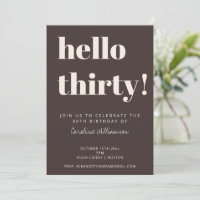 Fette Typografie Braune Moderne 30. Geburtstagsfei