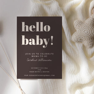 Fette Typografie Braune Moderne Süße Babyparty Einladung