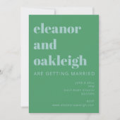 Fette Typografie Bright Green Blue Modern Wedding Einladung (Vorderseite)