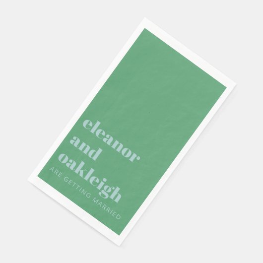 Fette Typografie Bright Green Blue Modern Wedding Serviette (Ecke)
