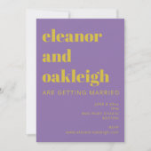 Fette Typografie Bright Lila Modern Wedding Einladung (Vorderseite)