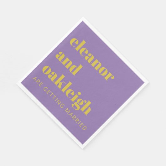 Fette Typografie Bright Lila Modern Wedding Serviette (Ecke)