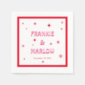 Fette Typografie Bright Pink Red Modern Wedding Serviette (Vorderseite)