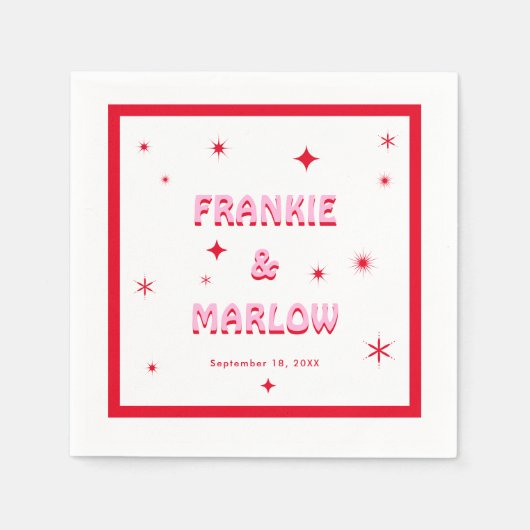 Fette Typografie Bright Pink Red Modern Wedding Serviette (Vorderseite)