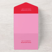 Fette Typografie Bright Pink und Red Modern Weddin All In One Einladung (Außenbereich)