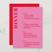 Fette Typografie Bright Pink und Red Modern Weddin Menükarte (Vorne/Hinten)