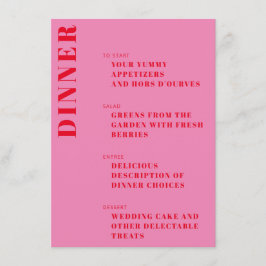 Fette Typografie Bright Pink und Red Modern Weddin Menükarte