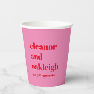 Fette Typografie Bright Pink und Red Modern Weddin Pappbecher