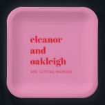 Fette Typografie Bright Pink und Red Modern Weddin Pappteller<br><div class="desc">Fette Typografie Bright Pink und Red Modern Wedding Paper Teller</div>