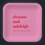 Fette Typografie Bright Pink und Red Modern Weddin Pappteller<br><div class="desc">Fette Typografie Bright Pink und Red Modern Wedding Paper Teller</div>