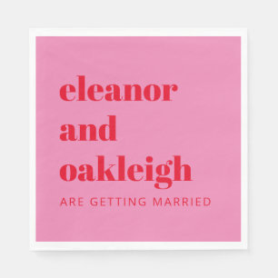 Fette Typografie Bright Pink und Red Modern Weddin Serviette