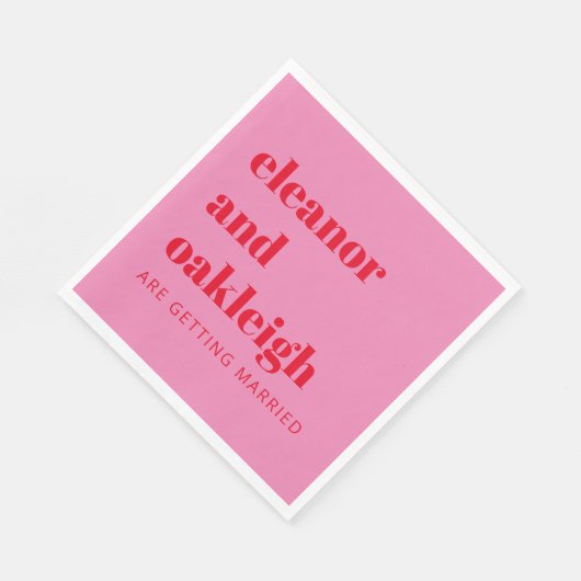 Fette Typografie Bright Pink und Red Modern Weddin Serviette (Ecke)