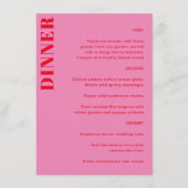 Fette Typografie Bright Pink und Red Simple Weddin Menükarte (Vorderseite)
