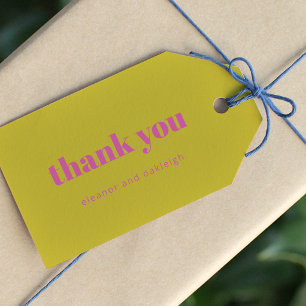 Fette Typografie Bright Pink Yellow Moderne Hochze Geschenkanhänger