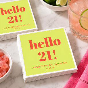 Fette Typografie Chartreuse Moderne 21. Geburtstag Serviette