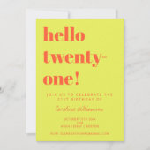 Fette Typografie Chartreuse Moderner 21. Geburtsta Einladung (Vorderseite)