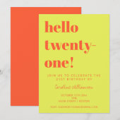 Fette Typografie Chartreuse Moderner 21. Geburtsta Einladung (Vorne/Hinten)