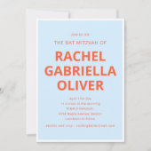Fette Typografie Cool Blau Orange Bat Mitzvah Einladung (Vorderseite)