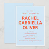 Fette Typografie Cool Blau Orange Bat Mitzvah Einladung (Vorne/Hinten)