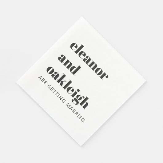 Fette Typografie Einfache Fun White Moderne Hochze Serviette (Ecke)