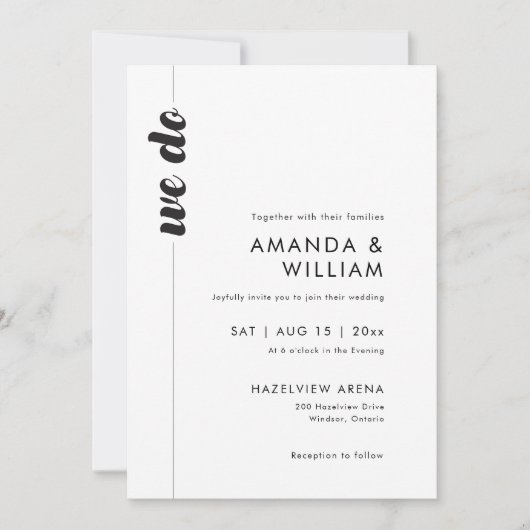 Fette Typografie Einladung zur Hochzeit (Vorderseite)