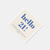 Fette Typografie Elfenbeinblau Moderne 21. Geburts Serviette (Ecke)