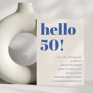 Fette Typografie Elfenbeinblau Moderne 50. Geburts Einladung