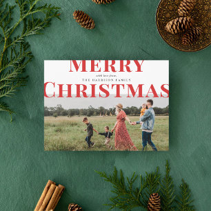 Fette Typografie Frohe Weihnachts-Foto Rot Feiertagskarte
