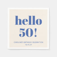 Fette Typografie Ivory Blue Modern 50. Geburtstag