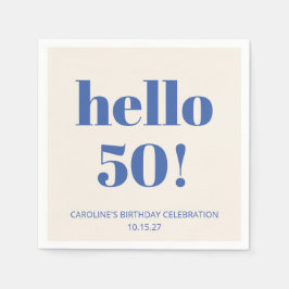 Fette Typografie Ivory Blue Modern 50. Geburtstag Serviette