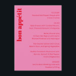 Fette Typografie Lebende rosa rote Hochzeit Menükarte<br><div class="desc">Angepasste fette Typografie Vibranntes rosa und rotes modernes Hochzeitmenü</div>