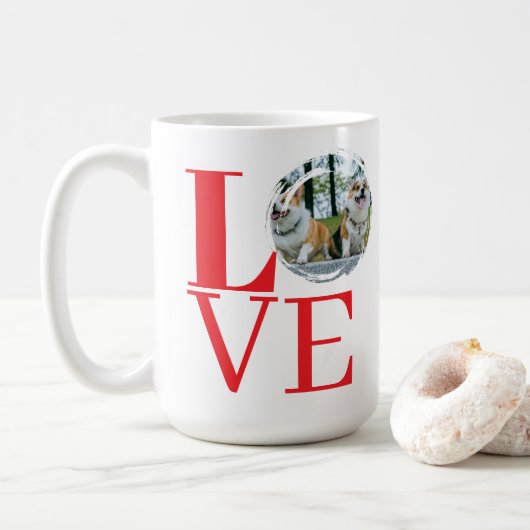 Fette Typografie mit anpassbarem Bilderrahmen LOVE Kaffeetasse (Mit Donut)
