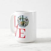 Fette Typografie mit anpassbarem Bilderrahmen LOVE Kaffeetasse (Vorderseite Links)