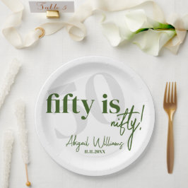 Fette Typografie mit Kalligrafie 50. Geburtstagspa Pappteller