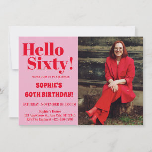 Fette Typografie Moderne 60. Geburtstags-Photo-Par Einladung