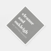 Fette Typografie Moderne graue und weiße Hochzeit Serviette (Ecke)
