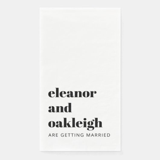 Fette Typografie Moderne Hochzeitsweißhintergründe Serviette (Vorderseite)