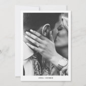 Fette Typografie Moderne Schwarz-Weiß-Foto-Hochzei Save The Date (Rückseite)