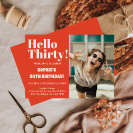Fette Typografie Modernes 30. Geburtstags-Foto-Par Einladung
