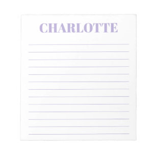 Fette Typografie Personalisierter Lavendel Name Li Notizblock