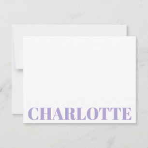 Fette Typografie Personalisierter Lavendel-Name Mitteilungskarte