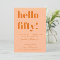 Fette Typografie Pfirsich Orange Modern 50. Geburt